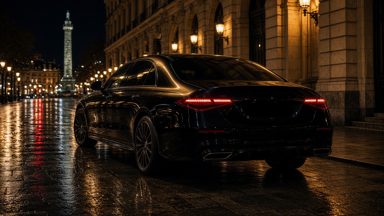 Berline de luxe noire à Paris